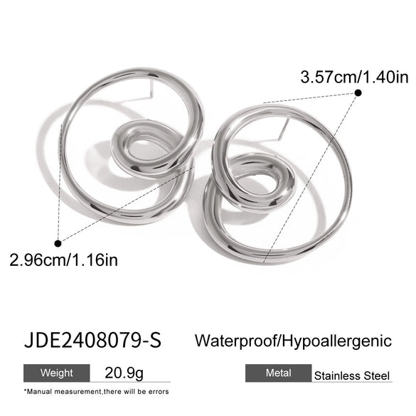 Wholesale Stainless Steel Rotating Hollow Earrings With Geometric Style And 18K Gold Plated Electroplating For Women
