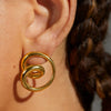 Wholesale Stainless Steel Rotating Hollow Earrings With Geometric Style And 18K Gold Plated Electroplating For Women