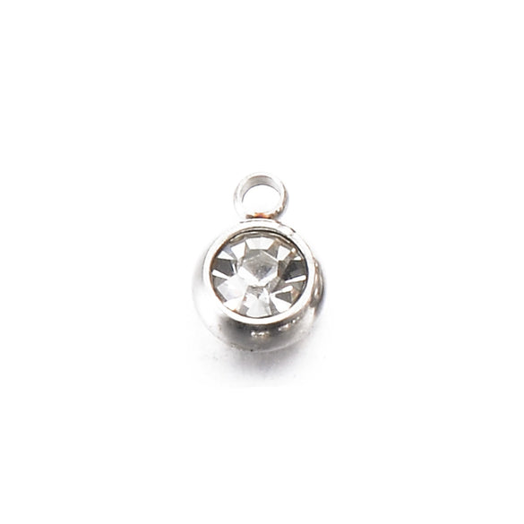 Wholesale Stainless Steel Round Birthstone Pendant Accessories With Electroplating