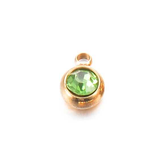 Wholesale Stainless Steel Round Birthstone Pendant Accessories With Electroplating