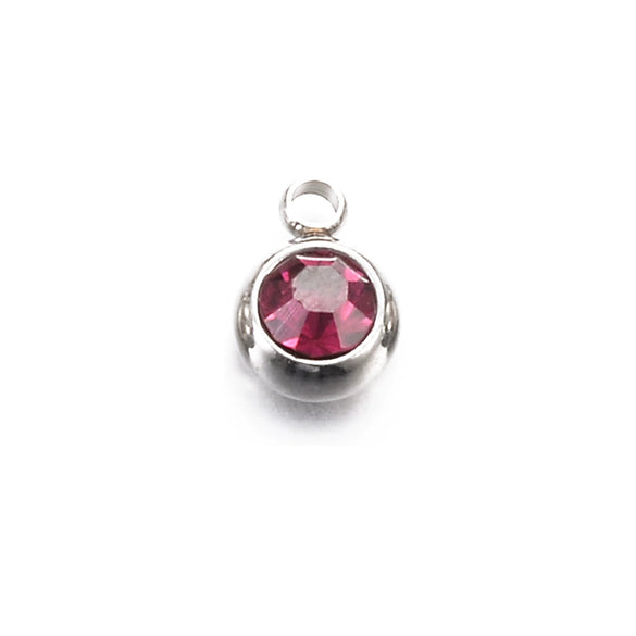 Wholesale Stainless Steel Round Birthstone Pendant Accessories With Electroplating