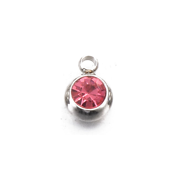 Wholesale Stainless Steel Round Birthstone Pendant Accessories With Electroplating