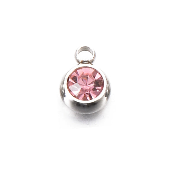 Wholesale Stainless Steel Round Birthstone Pendant Accessories With Electroplating