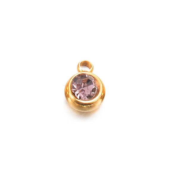 Wholesale Stainless Steel Round Birthstone Pendant Accessories With Electroplating