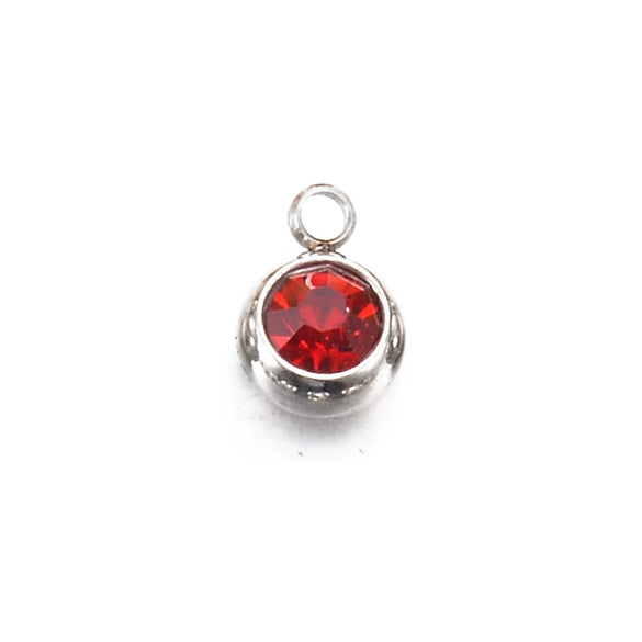 Wholesale Stainless Steel Round Birthstone Pendant Accessories With Electroplating
