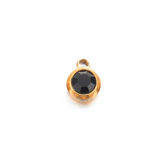 Wholesale Stainless Steel Round Birthstone Pendant Accessories With Electroplating
