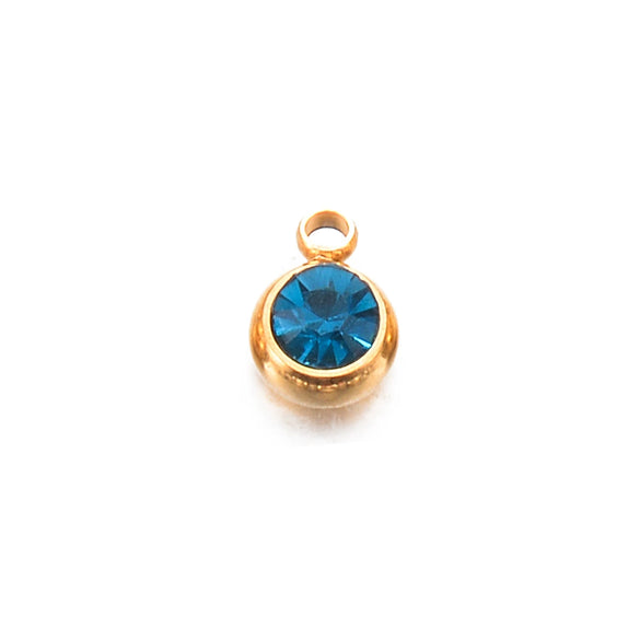 Wholesale Stainless Steel Round Birthstone Pendant Accessories With Electroplating