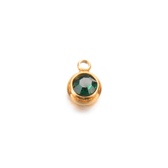 Wholesale Stainless Steel Round Birthstone Pendant Accessories With Electroplating