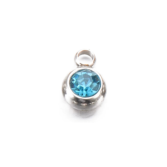 Wholesale Stainless Steel Round Birthstone Pendant Accessories With Electroplating