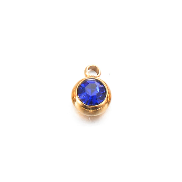 Wholesale Stainless Steel Round Birthstone Pendant Accessories With Electroplating