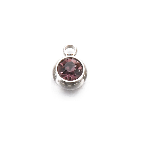 Wholesale Stainless Steel Round Birthstone Pendant Accessories With Electroplating
