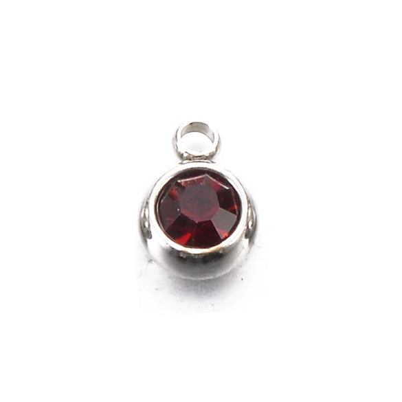 Wholesale Stainless Steel Round Birthstone Pendant Accessories With Electroplating