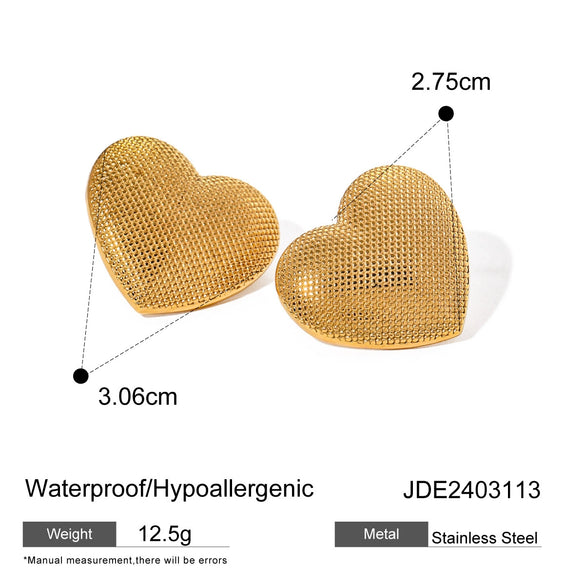Wholesale Stainless Steel Round Embossed Earrings With Electroplating For Women