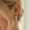Wholesale Stainless Steel Round Geometric Earrings Inlaid With Shells And Natural Stones 18K Gold Plated For Women