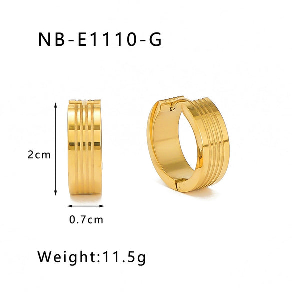 Wholesale Stainless Steel Round Geometric Earrings Inlaid With Zircon And Natural Stone 18K Vacuum Plated For Women Fashionable Simple Design Color Preserving