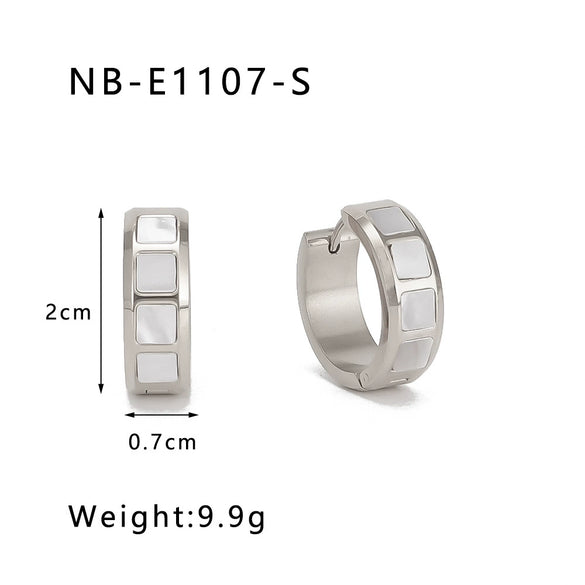 Wholesale Stainless Steel Round Geometric Earrings Inlaid With Zircon And Natural Stone 18K Vacuum Plated For Women Fashionable Simple Design Color Preserving