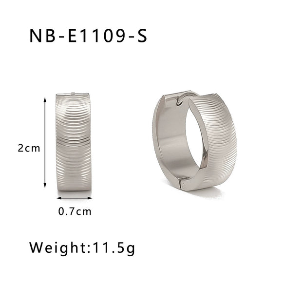 Wholesale Stainless Steel Round Geometric Earrings Inlaid With Zircon And Natural Stone 18K Vacuum Plated For Women Fashionable Simple Design Color Preserving