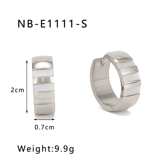 Wholesale Stainless Steel Round Geometric Earrings Inlaid With Zircon And Natural Stone 18K Vacuum Plated For Women Fashionable Simple Design Color Preserving