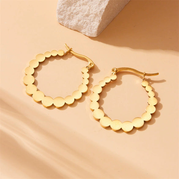 Wholesale Stainless Steel Round Geometric Electroplated Fashion Cold Style Women's Earrings