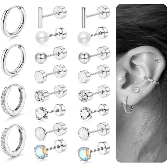 Wholesale Stainless Steel Round Geometric Zircon Earrings With Electroplating