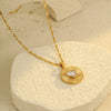 Wholesale Stainless Steel Round Inlaid Love Zircon Electroplated Clavicle Chain Necklace For Women