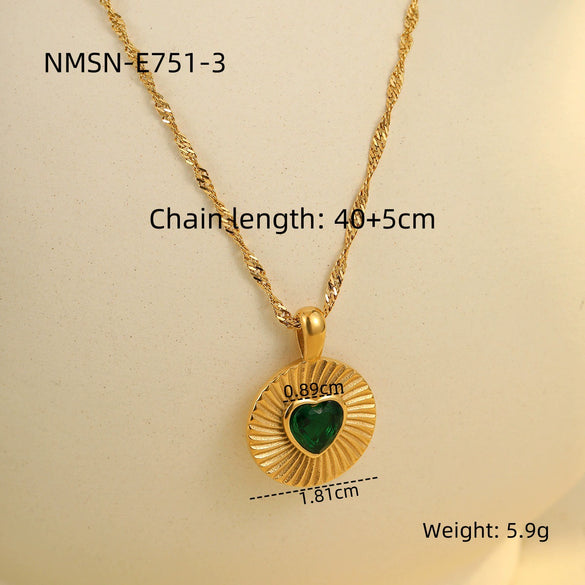 Wholesale Stainless Steel Round Inlaid Love Zircon Electroplated Clavicle Chain Necklace For Women