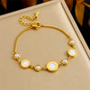 Wholesale Stainless Steel Round Pearl Spacer Accessories Chain Electroplated Fashion Women's Bracelet