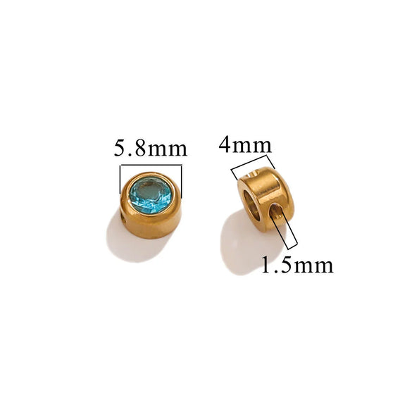 Wholesale Stainless Steel Round Perforated Electroplated Beads Necklace Accessories With Watercolor Diamond Pattern