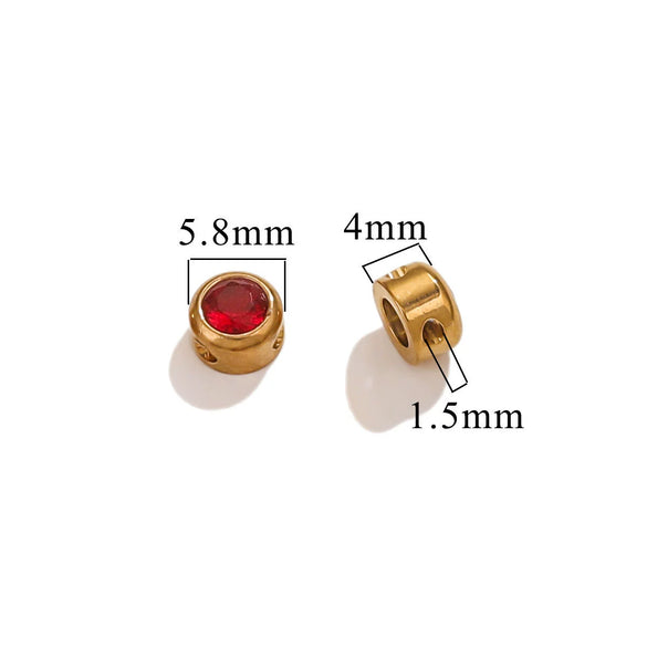 Wholesale Stainless Steel Round Perforated Electroplated Beads Necklace Accessories With Watercolor Diamond Pattern