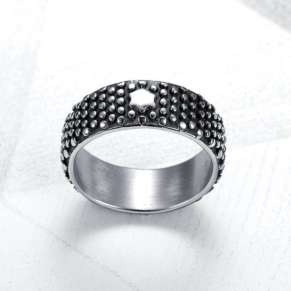 Wholesale Stainless Steel Round Ring Hiphop Retro Style Personality Design Apply Oil Processing Unisex