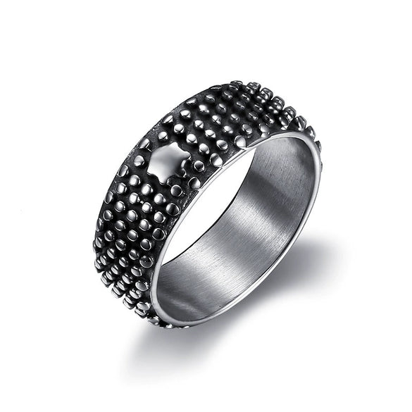Wholesale Stainless Steel Round Ring Hiphop Retro Style Personality Design Apply Oil Processing Unisex