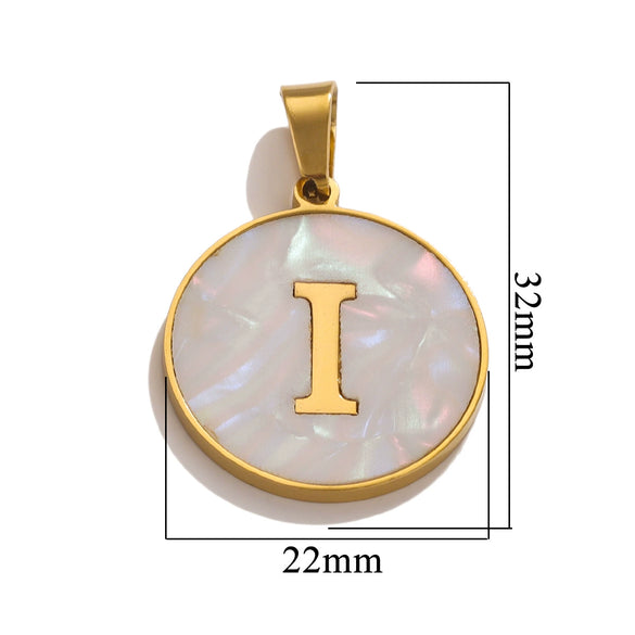 Wholesale Stainless Steel Round Shell Letter Pendant Jewelry Accessories Necklace Electroplated 18K Diy Handmade Fashion Style