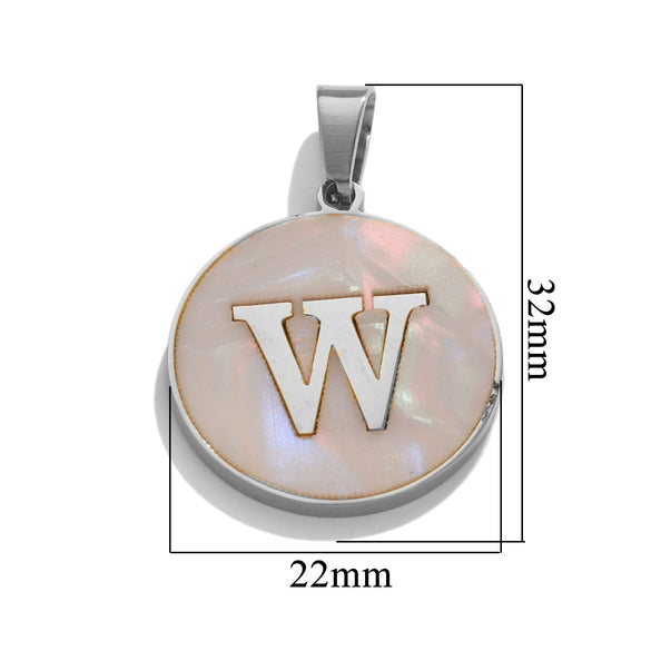 Wholesale Stainless Steel Round Shell Letter Pendant Jewelry Accessories Necklace Electroplated 18K Diy Handmade Fashion Style