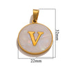 Wholesale Stainless Steel Round Shell Letter Pendant Jewelry Accessories Necklace Electroplated 18K Diy Handmade Fashion Style