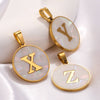 Wholesale Stainless Steel Round Shell Letter Pendant Jewelry Accessories Necklace Electroplated 18K Diy Handmade Fashion Style