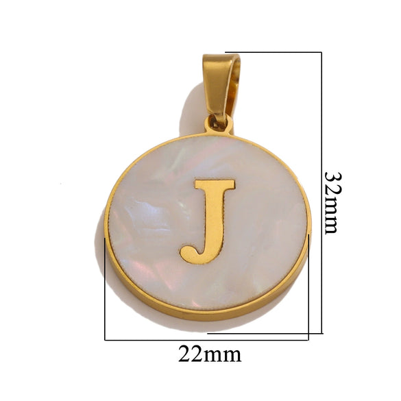 Wholesale Stainless Steel Round Shell Letter Pendant Jewelry Accessories Necklace Electroplated 18K Diy Handmade Fashion Style