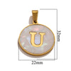 Wholesale Stainless Steel Round Shell Letter Pendant Jewelry Accessories Necklace Electroplated 18K Diy Handmade Fashion Style