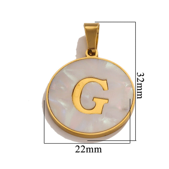Wholesale Stainless Steel Round Shell Letter Pendant Jewelry Accessories Necklace Electroplated 18K Diy Handmade Fashion Style