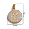 Wholesale Stainless Steel Round Shell Letter Pendant Jewelry Accessories Necklace Electroplated 18K Diy Handmade Fashion Style