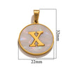 Wholesale Stainless Steel Round Shell Letter Pendant Jewelry Accessories Necklace Electroplated 18K Diy Handmade Fashion Style