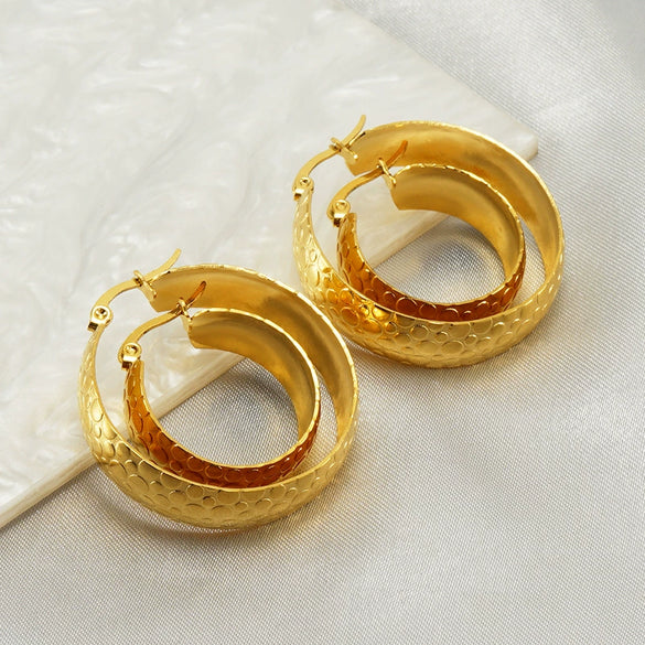 Wholesale Stainless Steel Round U Shaped Geometric Electroplated Women's Earrings