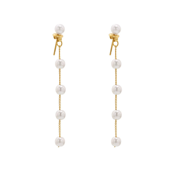 Wholesale 316L Stainless Steel Shell Beads Glossy Bead Earrings Light Luxury Geometric Style With Electroplating