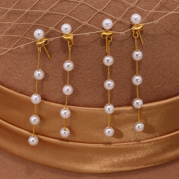 Wholesale 316L Stainless Steel Shell Beads Glossy Bead Earrings Light Luxury Geometric Style With Electroplating