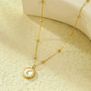 Wholesale Stainless Steel Shell Moon Pendant Necklace And Earrings Retro Fashion Electroplated
