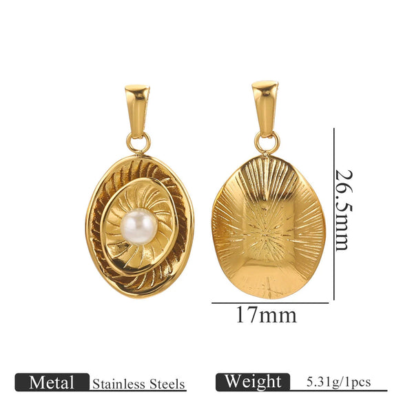 Wholesale Stainless Steel Shell Pattern Imitation Pearl Pendant Jewelry Accessories With Electroplating For Necklace And Bracelet