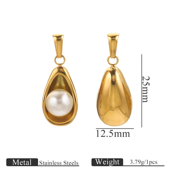 Wholesale Stainless Steel Shell Pattern Imitation Pearl Pendant Jewelry Accessories With Electroplating For Necklace And Bracelet