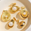 Wholesale Stainless Steel Shell Pattern Imitation Pearl Pendant Jewelry Accessories With Electroplating For Necklace And Bracelet