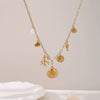 Wholesale Stainless Steel Shell Pearl Coral Fish Necklace With Furnace Vacuum Plating 18K Gold Color Preservation