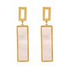 Wholesale Stainless Steel Shell Pendant Earrings With Imitation Pearl And Geometric Design Electroplated
