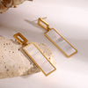 Wholesale Stainless Steel Shell Pendant Earrings With Imitation Pearl And Geometric Design Electroplated